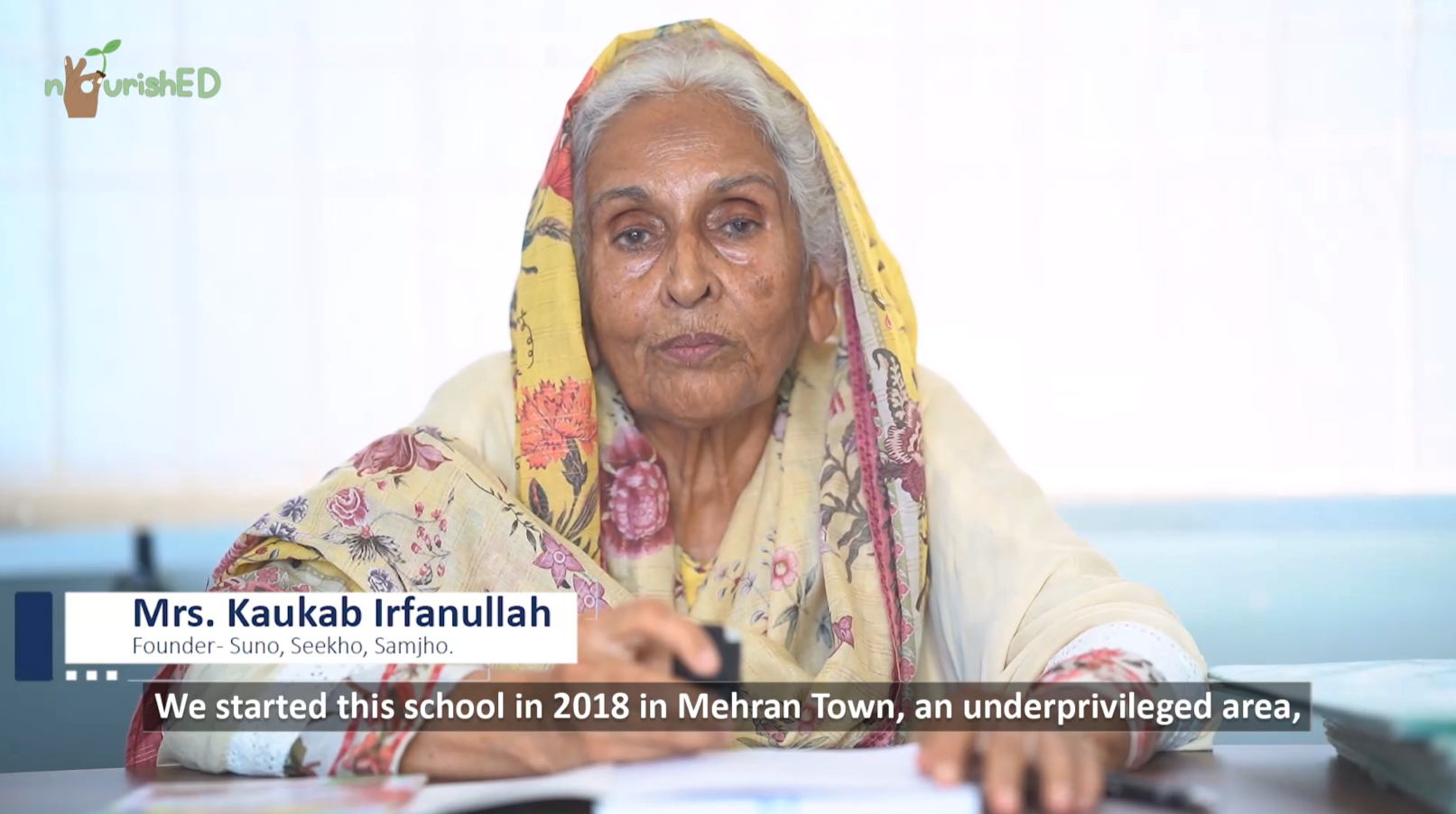 Mrs. Kaukab Irfanullah speaking about Suno Seekho Samjho and the partnership